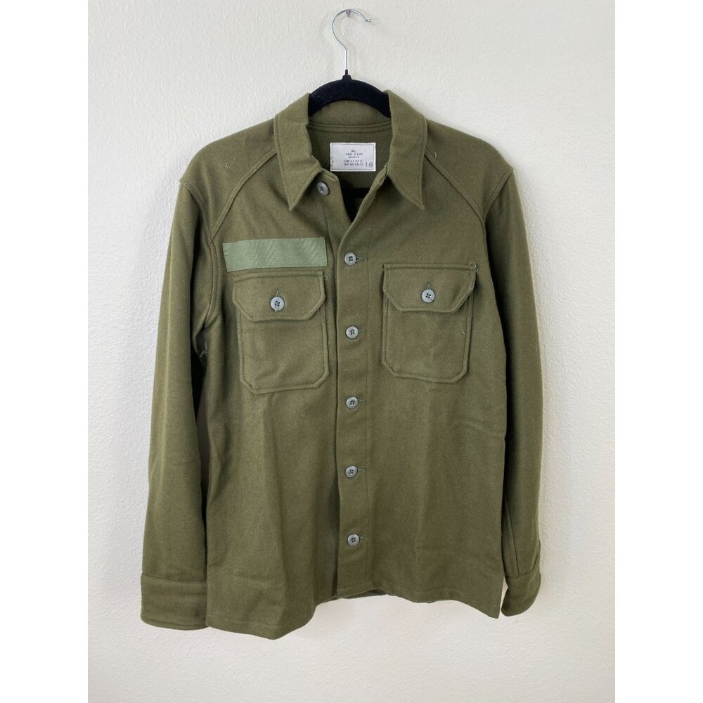 Vintage Mens Field Shirt Wool/Nylon Olive Green 108 Button-Up Military Design S